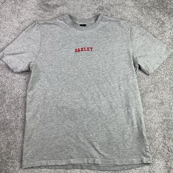 Oakley T-Shirt Men’s Medium Gray Crew Neck Short Sleeve Lightweight Patriotic - Picture 1 of 12